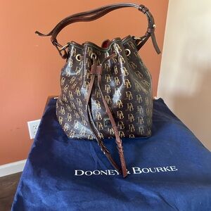 DOONEY & BOURKE brown and mustard logo bucket bag